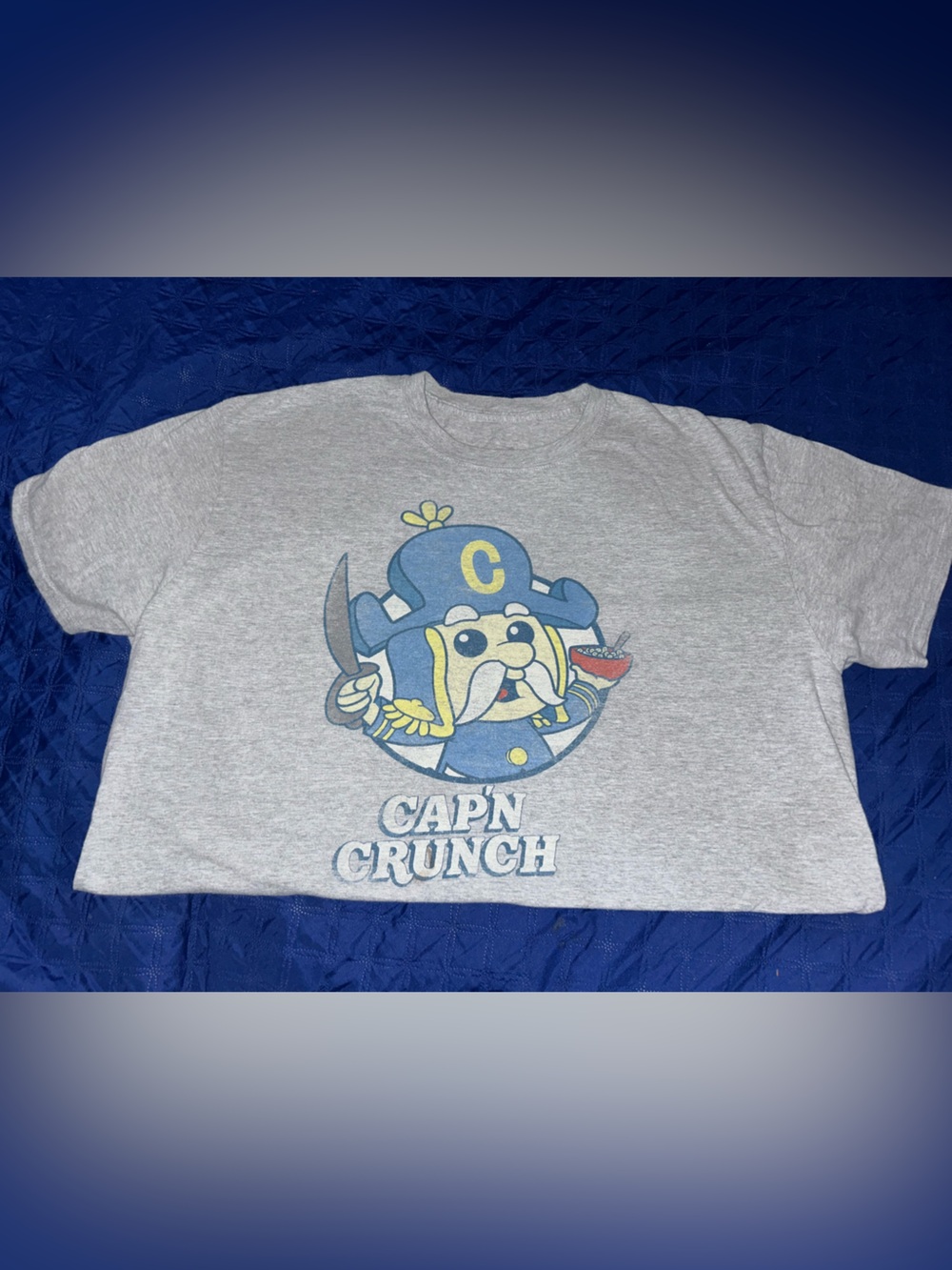 Cap'n Crunch Vintage Logo Tee - Light Gray with Blue Print